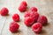 Closeup of group of raspberries