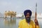 Closeup of a guard at the Golden Temple, Amritsar