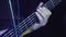 Closeup guitarist hand smashes strings