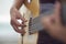 Closeup of a guitarist playing guitar