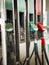 Closeup guns for refueling at a gas station