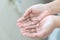 Closeup Hair loss on woman hand in the bathroom