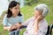 Closeup of hand senior woman medicine pills or capsules in hand,sick female patient taking,eating vitamin,antibiotic,painkiller,