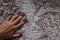 Closeup of Hand Touching Fur Fabric Texture. Smooth Fluffy
