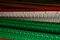 Closeup on handmade hammock with Mexican Flag colors