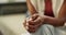 Closeup of hands, anxiety and psychology, person with stress and nervous tick, depression and mental health counseling