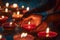 Closeup of hands lighting candles during a Dia