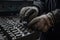 Closeup of the hands of a welder working on a lathe. A closeup view of factory laborer hands in action, AI Generated