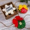 Closeup of of happy holiday sugar cookies to celebrate christmas