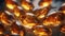 A closeup of a heap of beautiful of various smooth amber stones. Generative AI. Illustration for brochure, cover, poster,
