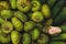 Closeup of a heap Roxburgh fig fruits sold at a market