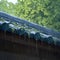 Closeup heavy raindrops creating a soothing melody on the roof