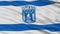 Closeup Herzliya city flag, Israel