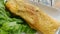 Closeup. Homemade egg rolls on wooden background. healthy diet weight loss. with clipping path