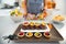 Closeup on horribly tasty delicious halloween treats on table