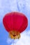 Closeup of hot air balloon against blue cloudscape, Guilin, China