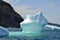 Closeup of iceberg in bay outside St. John\\\'s with bright turquoise colouration