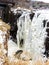 Closeup of Icy, Snowy Frozen Waterfall at Paterson Falls, New Jersey