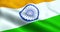 Closeup of illustration waving india flag, with blue wheel, national symbol of indian hindu