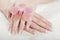 Closeup image of beautiful nails and woman fingers