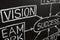 Closeup image of Vision flow chart on a blackboard