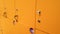 Closeup image of yellow lockers in the dressing room at gym