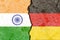 Closeup of  India versus Germany  vertical  National flags in the background