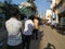 Closeup of Indian Peoples Standing in a Queue for a Mutton during Ugadi Festival near Laggere Main Road