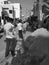 Closeup of Indian Peoples Standing in a Queue for a Mutton during Ugadi Festival near Laggere Main Road