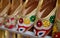 Closeup of Indian woman footwear in display