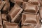 Closeup of Individual Squares of Dark Chocolate