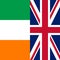 Closeup of Ireland and United Kingdom National flags -concept politics and economy