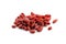Closeup on isolated heap of red dried barberries