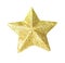 Closeup of isolated luxury golden star on white background.Top view and clipping path