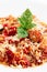 Closeup on italian meatballs spaghetti pasta