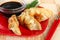 Closeup of Juicy Chinese Fried Potstickers