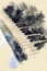 Closeup of the keyboard of piano in watercolor style