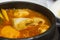 Closeup kimchi stew with tofu korean cuisine