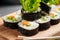 Closeup on korean seaweed rice rolls gimbap