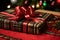 closeup of kwanzaa gifts elegantly bound with fabric ribbons