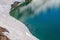 Closeup of the lake Lac Lioson surrounded by snow in Switzerland