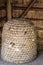 Closeup of large straw beehive, Bokrijk Belgium