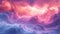 Closeup of layered cirrus clouds with a soft gradient of purples pinks and blues
