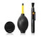 Closeup Lens Pen, Blower Brush and Lens Cover Black Color Tool Symbol for Clean Photographic Equipment. Camera Cleaning Set