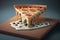 Closeup levitating slice italian pizza with melted cheese, realistic food