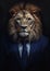 Closeup Lion Wearing Suit Tie Attitude Anonymous Mask Removed Wa