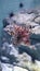 Closeup of a Lionfish in an aquarium surrounded by seaweed and rocks under the lights