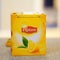 Closeup of Lipton brand yellow box of black tea in bags