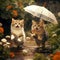 a closeup of little cats in rain generated by AI tool