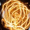 Closeup looping filament of vintage edison light bulb.